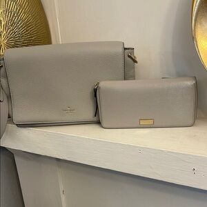 Kate Spade Gray Crossbody Bag with Gold Hardware